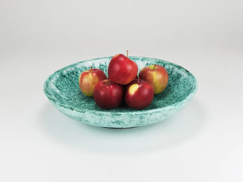 Pamono Large Turquoise Ceramic Fruit Bowl by Eva Ruffoni, Italy, 1980s> Bowls