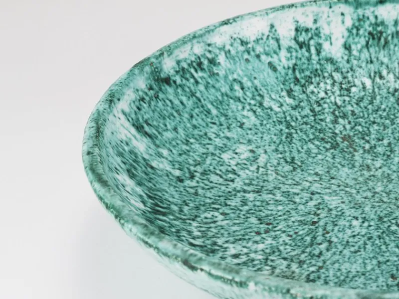 Pamono Large Turquoise Ceramic Fruit Bowl by Eva Ruffoni, Italy, 1980s> Bowls