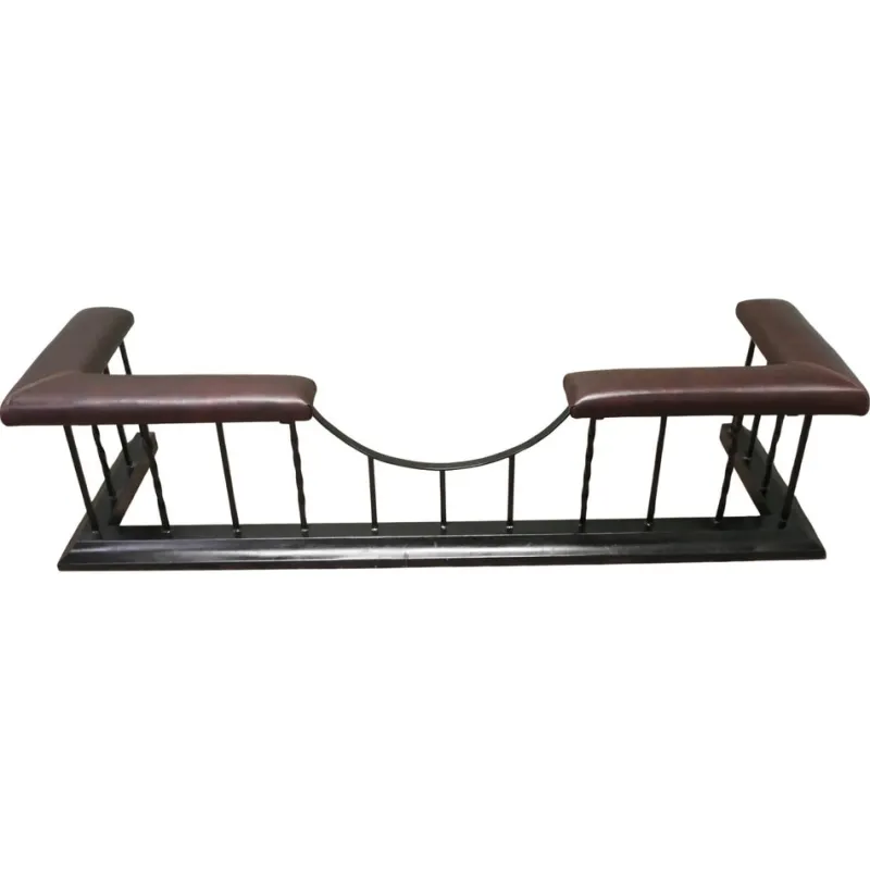 Pamono Large Upholstered Iron Club Fender, 1920s> Fireplaces And Mantels