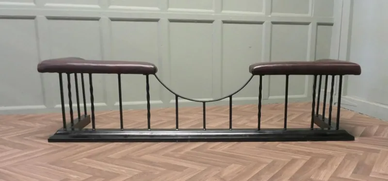Pamono Large Upholstered Iron Club Fender, 1920s> Fireplaces And Mantels