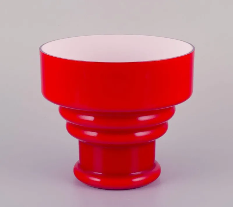 Hot Pamono Large Vase in Red Art Glass by Christer Holmgren for Holmegaard, 1960s