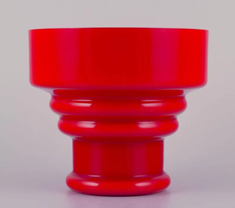 Hot Pamono Large Vase in Red Art Glass by Christer Holmgren for Holmegaard, 1960s