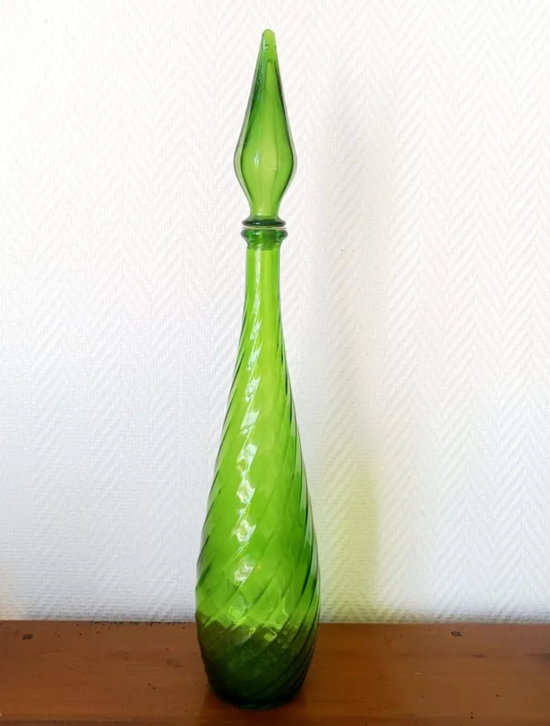 Pamono Large Vinntage Italian Glass Carafe from Empoli, 1970s> Bottles, Carafes & Jugs