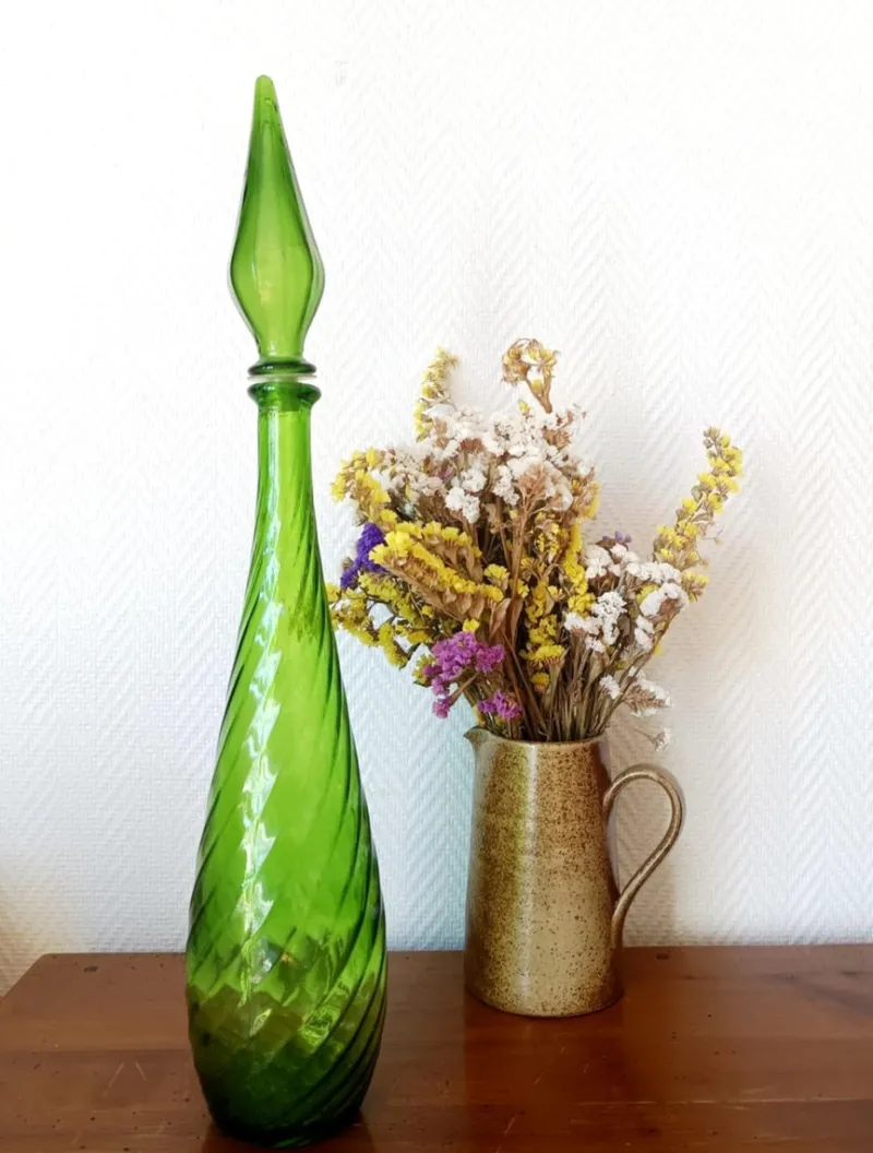 Pamono Large Vinntage Italian Glass Carafe from Empoli, 1970s> Bottles, Carafes & Jugs