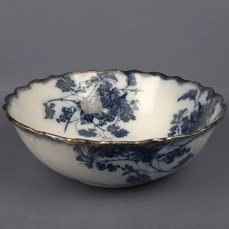 Pamono Large Vintage Blue Grape Vine Porcelain Bowl, 1920s> Bowls