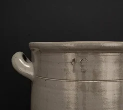 Pamono Large Vintage Brown Gray Enameled Earthenware Pot, 1930s><noscript><img width=