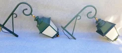 Pamono Large Vintage Facade Lanterns in Green Lacquer, Set of 2> Garden Lighting