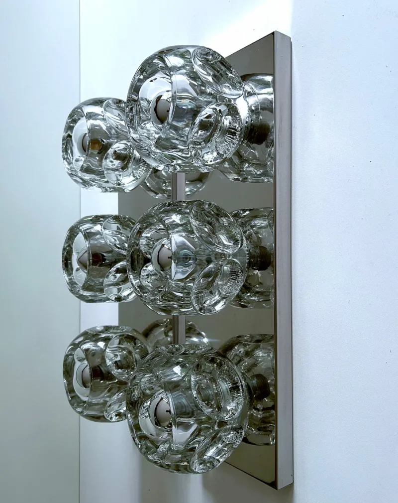 Pamono Large Vintage Glass Sconces from Peill & Putzler, 1970s, Set of 2> Wall Lights & Sconces