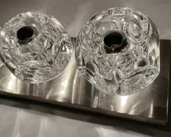 Pamono Large Vintage Glass Sconces from Peill & Putzler, 1970s, Set of 2><noscript><img width=