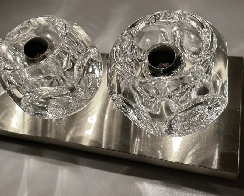 Pamono Large Vintage Glass Sconces from Peill & Putzler, 1970s, Set of 2> Wall Lights & Sconces
