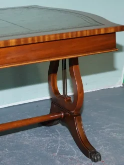 New Pamono Large Vintage Hunter Green Leather Topped Coffee Table