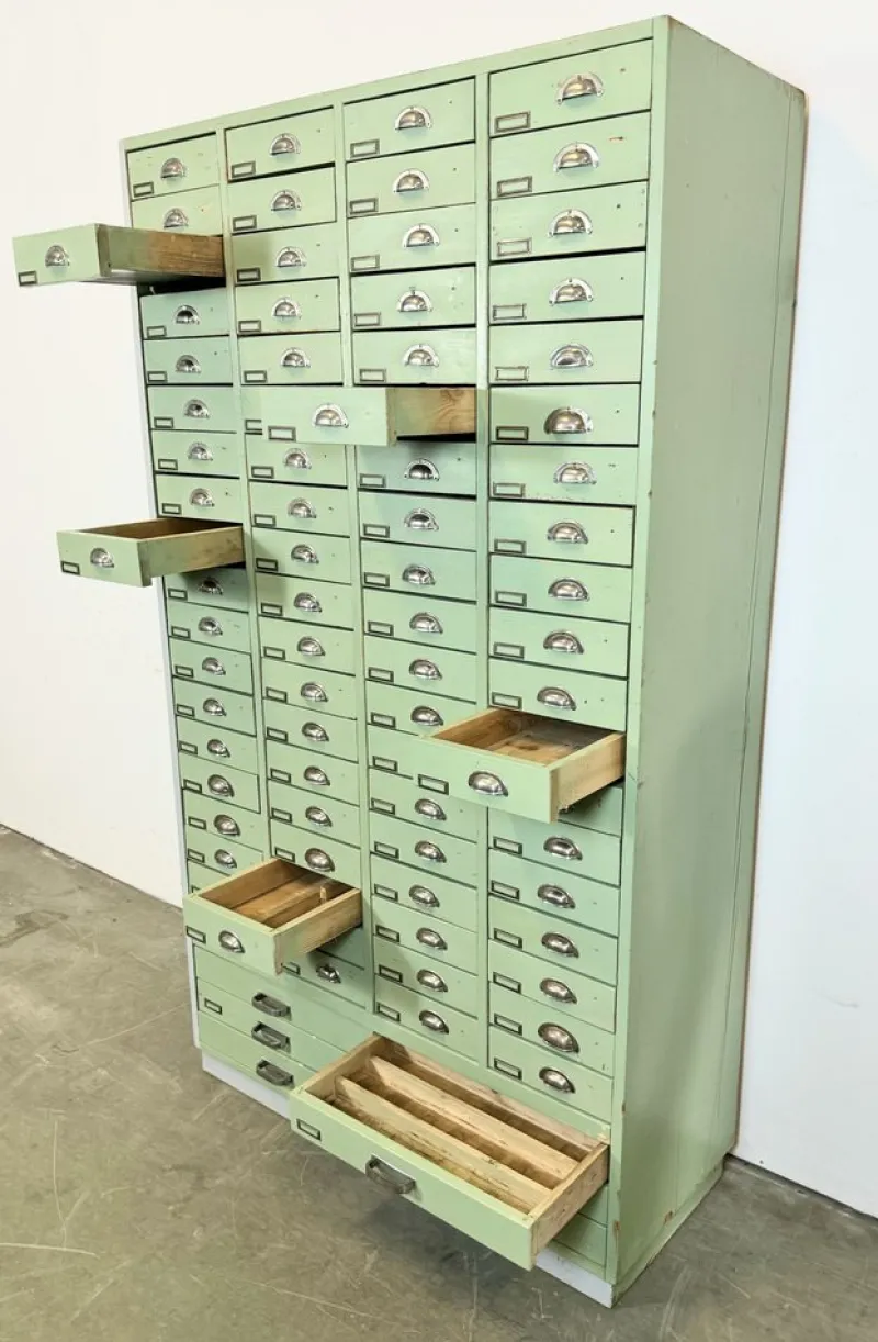 Sale Pamono Large Vintage Industrial Green Drawer Cabinet, 1960s