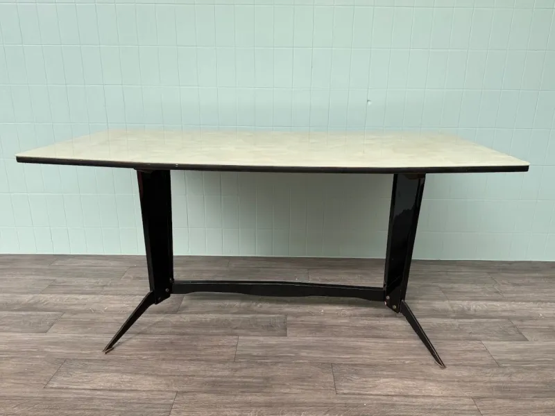 Pamono Large Vintage Italian Dining Table in Metal and Glass, 1960s> Dining Tables & Sets