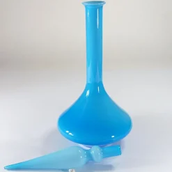 New Pamono Large Vintage Italian Empoli Blue Cased Glass Genie Bottle Decanter, 1960s