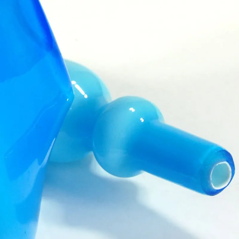 New Pamono Large Vintage Italian Empoli Blue Cased Glass Genie Bottle Decanter, 1960s