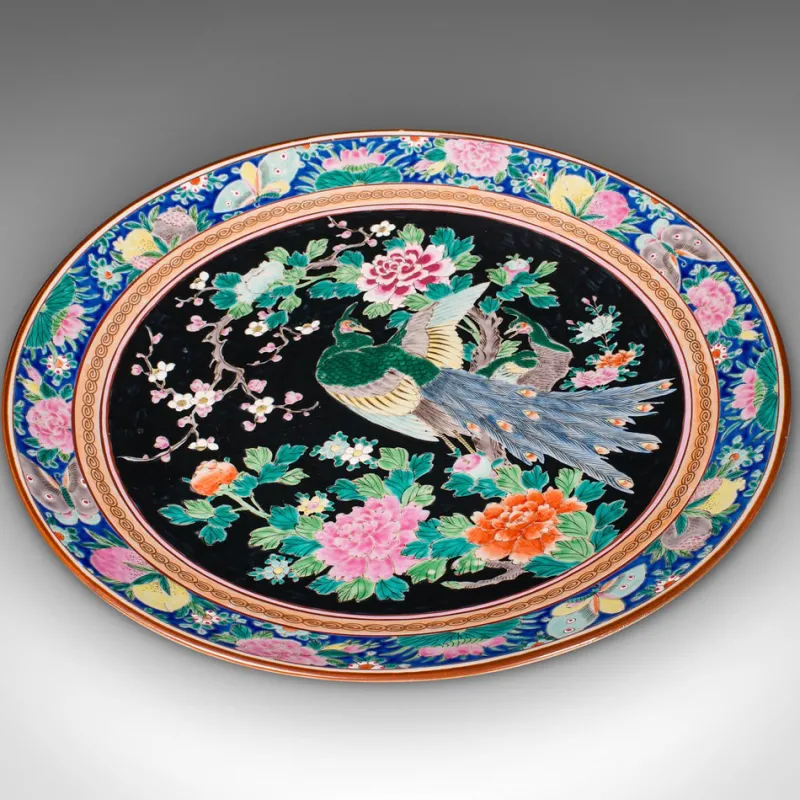 Pamono Large Vintage Japanese Decorative Serving Plate, 1940s> Serving Dishes