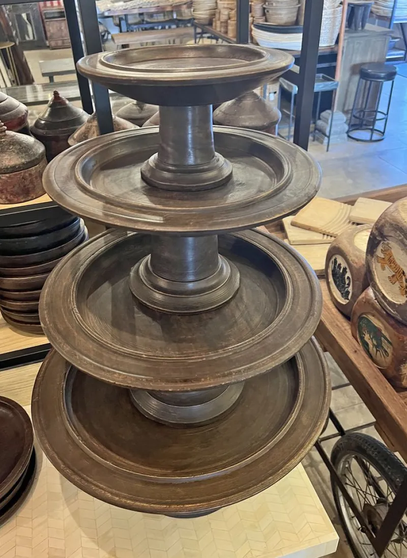 Pamono Large Vintage Java Pedestal Tray, 1970s