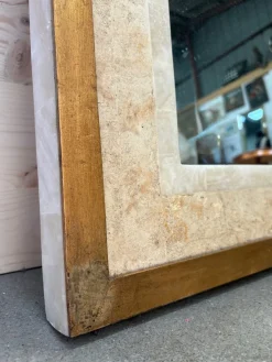 Clearance Pamono Large Vintage Mirror in White Marble from Maison Fournier, 1970s