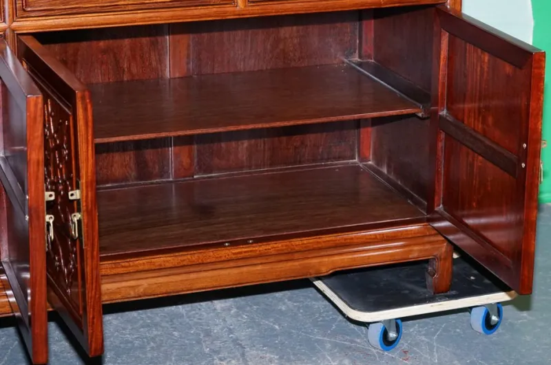 Pamono Large Vintage Oriental Chinese Carved Bookcase Display Cabinet with Lights> Cabinets & Wardrobes