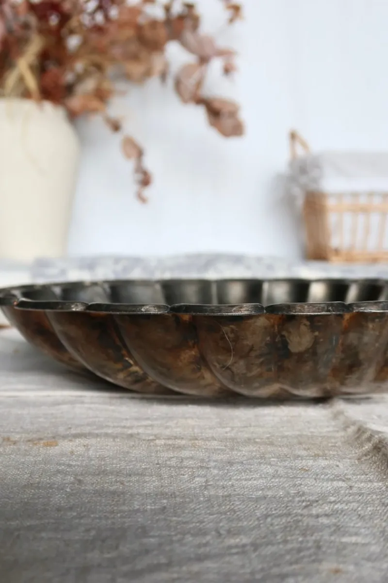 Sale Pamono Large Vintage Shell Dish in Silver Metal, 1970s