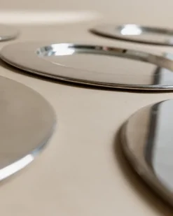 Pamono Large Vintage Silver-Plated Underplates or Plates, Italy, 1970s, Set of 6><noscript><img width=