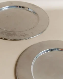 Pamono Large Vintage Silver-Plated Underplates or Plates, Italy, 1970s, Set of 6><noscript><img width=