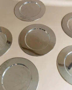 Pamono Large Vintage Silver-Plated Underplates or Plates, Italy, 1970s, Set of 6><noscript><img width=