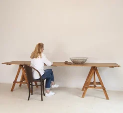 Pamono Large Vintage Trestle Table, 1940s><noscript><img width=