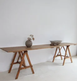 Pamono Large Vintage Trestle Table, 1940s><noscript><img width=