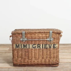 New Pamono Large Vintage Wicker Theatre Prop Basket Trunk