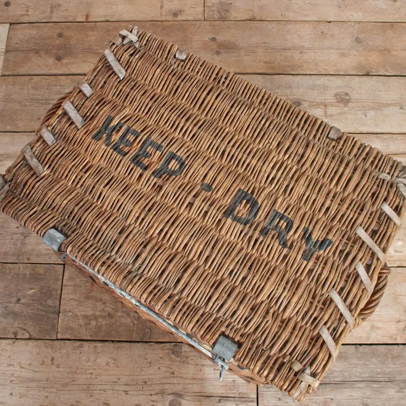 New Pamono Large Vintage Wicker Theatre Prop Basket Trunk