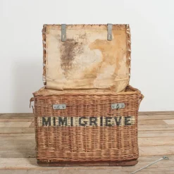 New Pamono Large Vintage Wicker Theatre Prop Basket Trunk