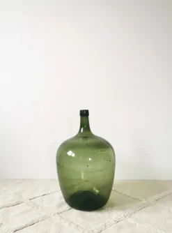 New Pamono Large Vintage Wine Balloon in Green Glass, Italy, 1950s