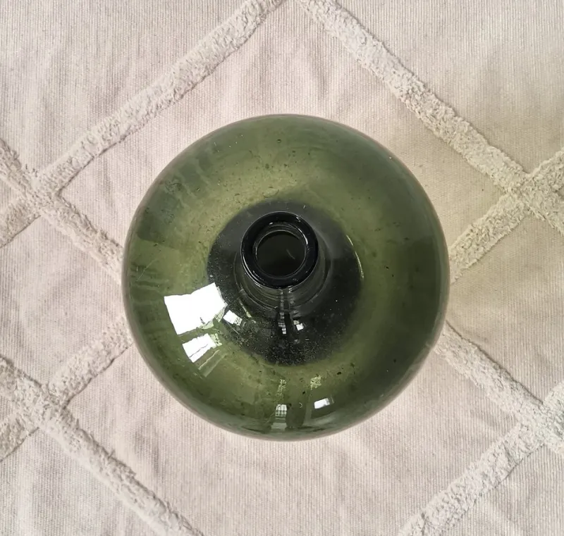 New Pamono Large Vintage Wine Balloon in Green Glass, Italy, 1950s