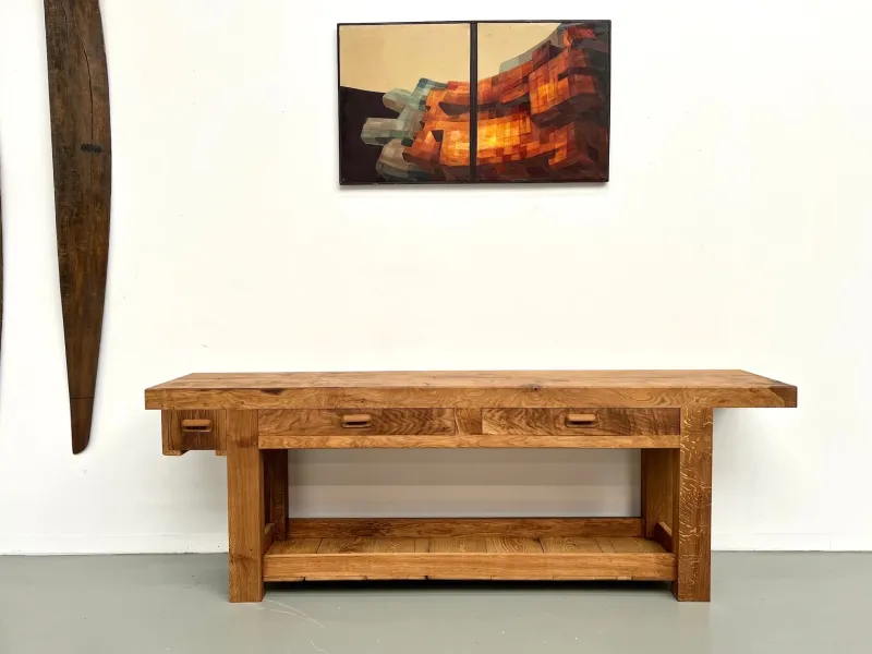 Pamono Large Vintage Workbench in Oak, 1970s> Worktables & Workbenches