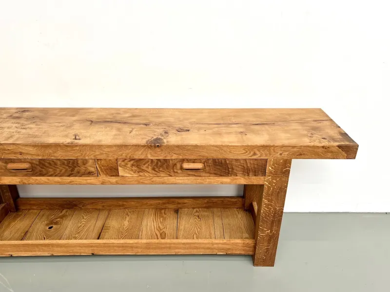 Pamono Large Vintage Workbench in Oak, 1970s> Worktables & Workbenches