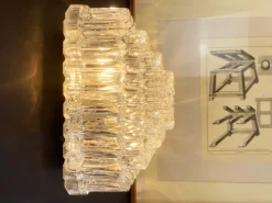Pamono Large Wall or Ceiling Lamp Crystal Cluster Square Cascade, Attr. Helena Tynell for Limburger Leuchten, Germany, 1960s by Helena Tynell> Ceiling Lights