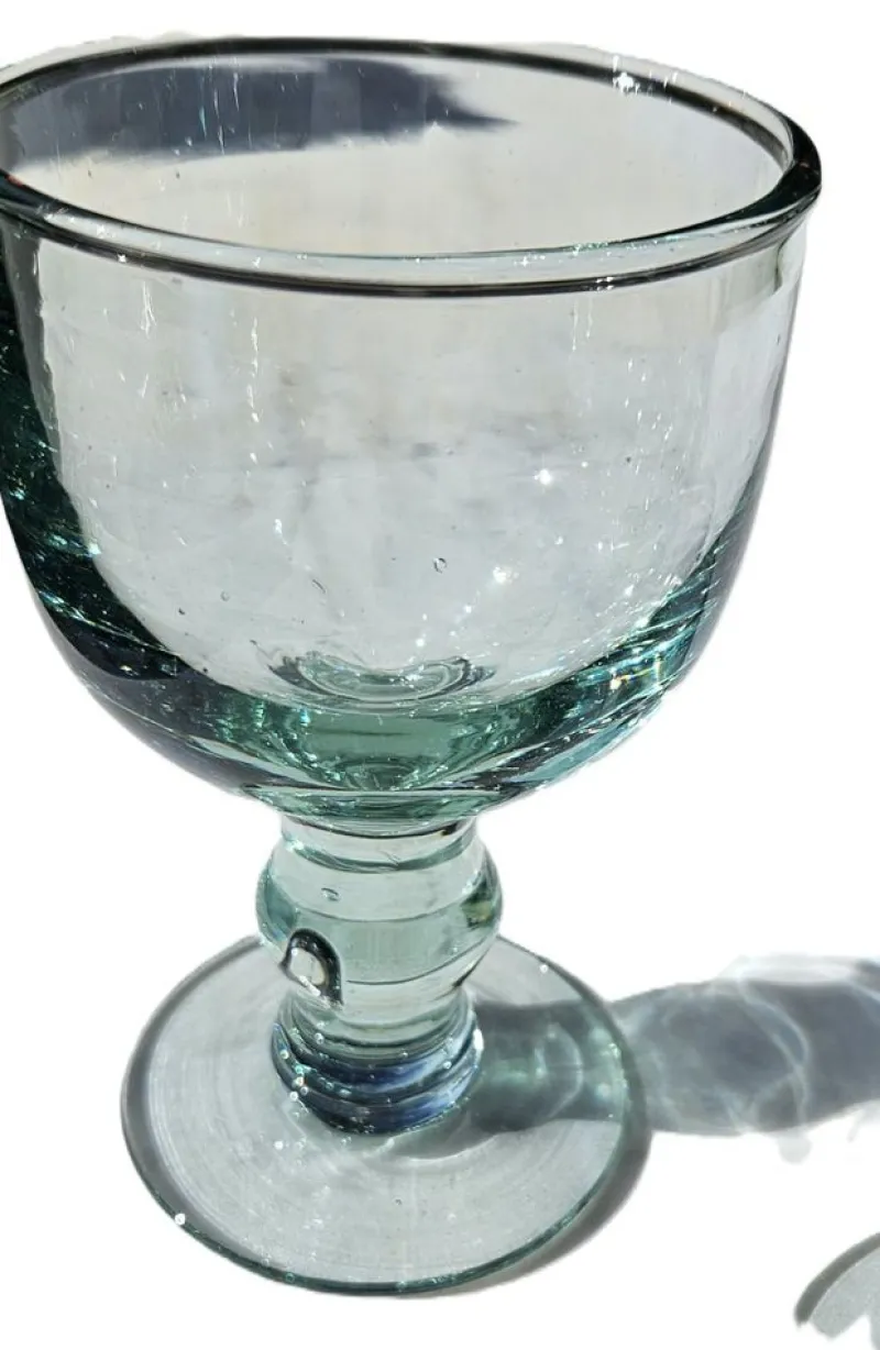Pamono Large Water Glasses in Thick Soft Green Glass from Maison Biot, 1970s, Set of 6> Glassware