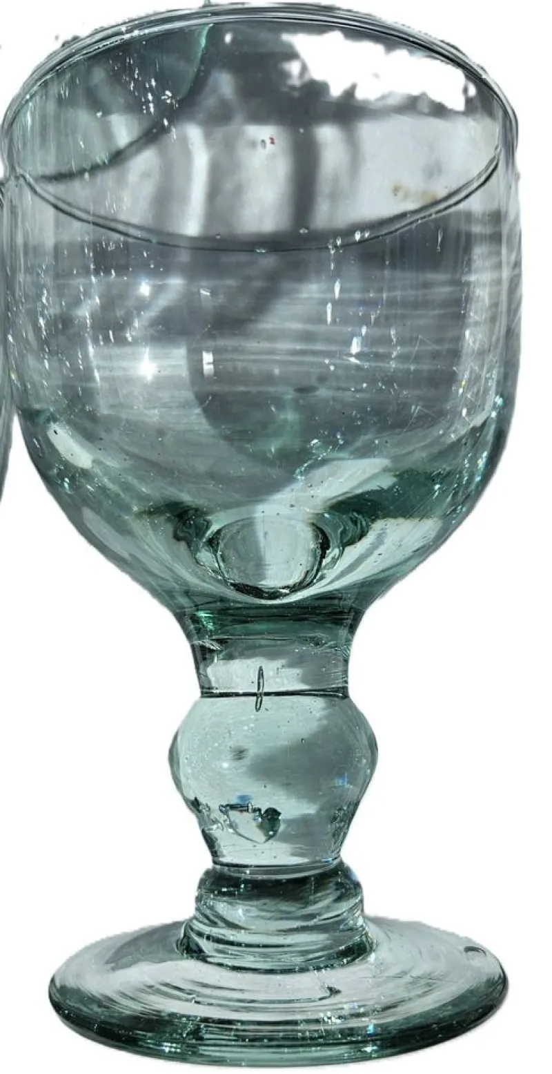 Pamono Large Water Glasses in Thick Soft Green Glass from Maison Biot, 1970s, Set of 6> Glassware