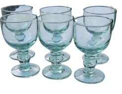 Pamono Large Water Glasses in Thick Soft Green Glass from Maison Biot, 1970s, Set of 6><noscript><img width=