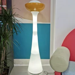 Pamono Large White and Yellow Murano Glass Column Lamp, 1960s><noscript><img width=