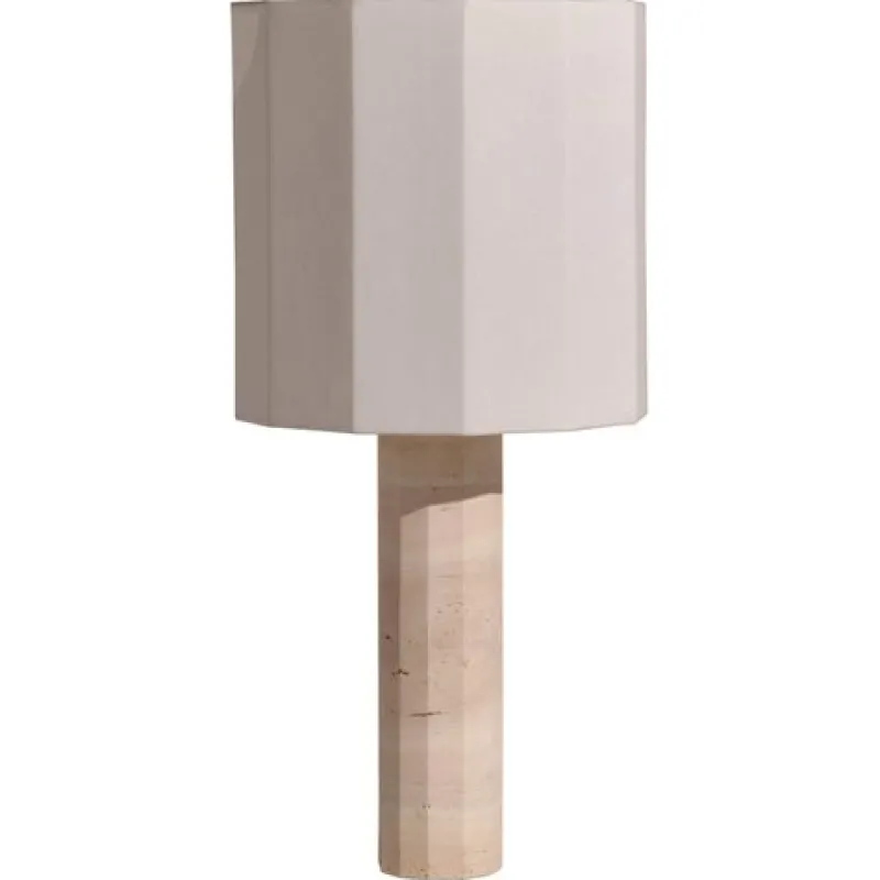 Clearance Pamono Large White Travertine Roma II Dodecagon Table Lamp by Nassi