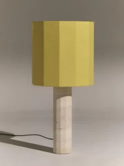 Clearance Pamono Large White Travertine Roma II Dodecagon Table Lamp by Nassi