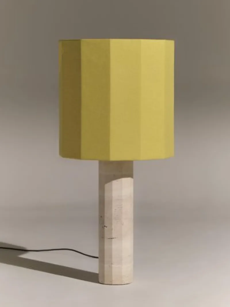 Clearance Pamono Large White Travertine Roma II Dodecagon Table Lamp by Nassi