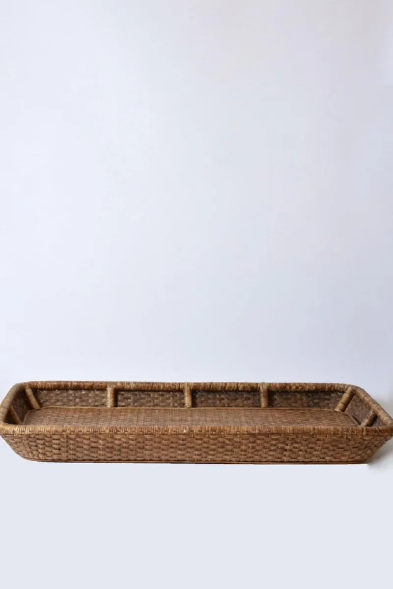 Pamono Large Wicker Tray, 1970s> Trays