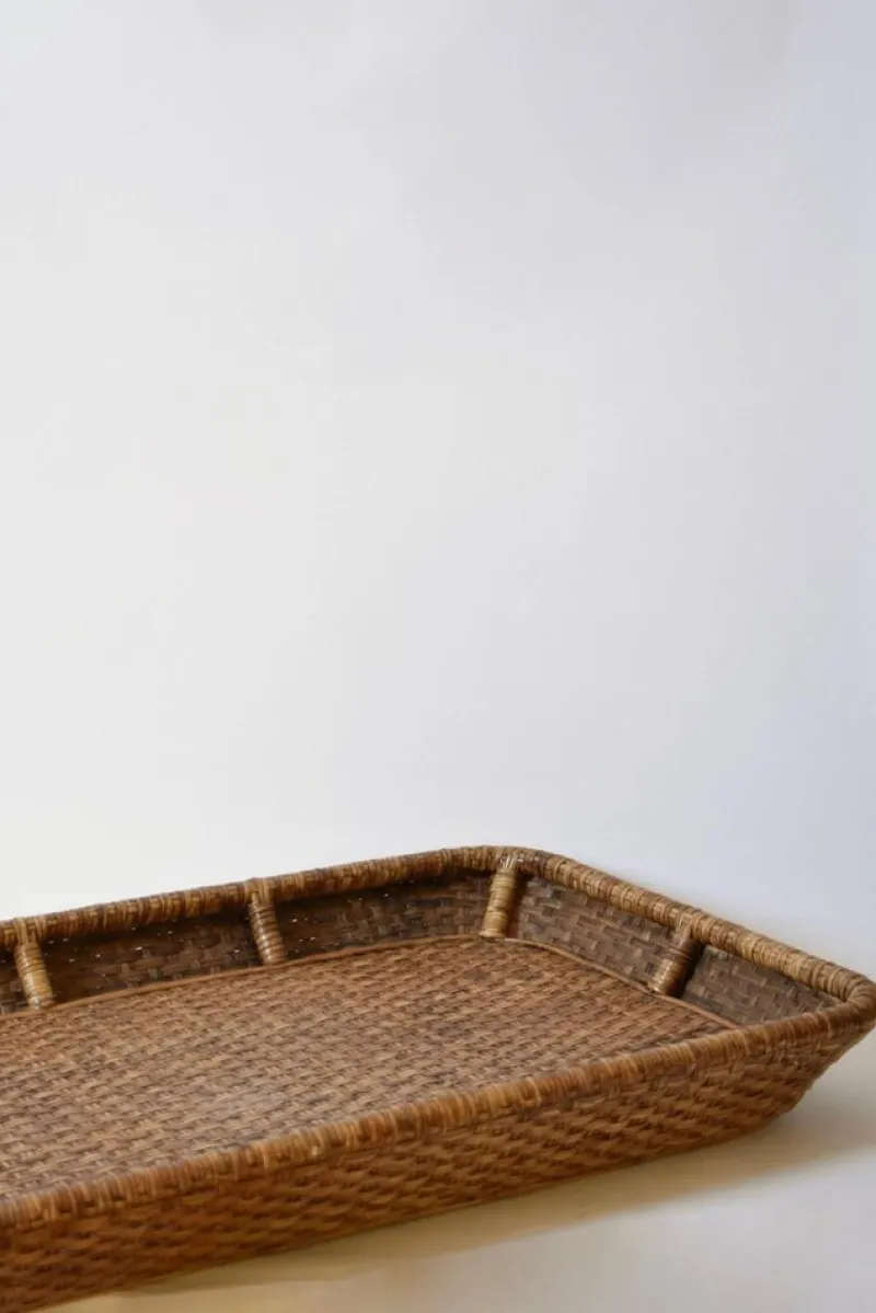Pamono Large Wicker Tray, 1970s> Trays
