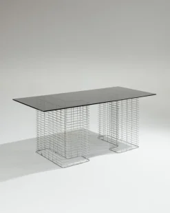 Pamono Large Wire Desk in Glass and Metal by Terence Conran, 1980s> Desks