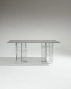 Pamono Large Wire Desk in Glass and Metal by Terence Conran, 1980s><noscript><img width=