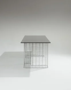 Pamono Large Wire Desk in Glass and Metal by Terence Conran, 1980s><noscript><img width=