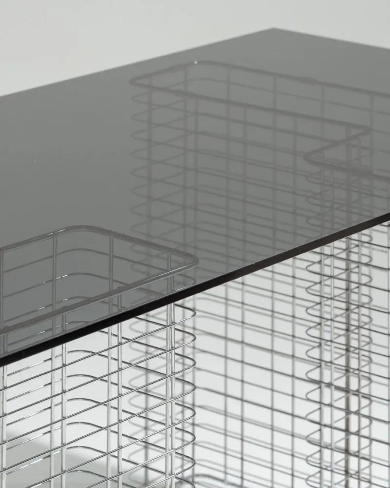 Pamono Large Wire Desk in Glass and Metal by Terence Conran, 1980s> Desks